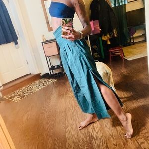 Moon River high waist split hem Japanese style pants